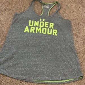 Under armor gray and neon green racer back tank